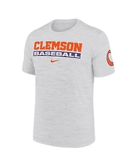 Nike Men's Ash Clemson Tigers Velocity Baseball Wordmark Stack Performance T-Shirt