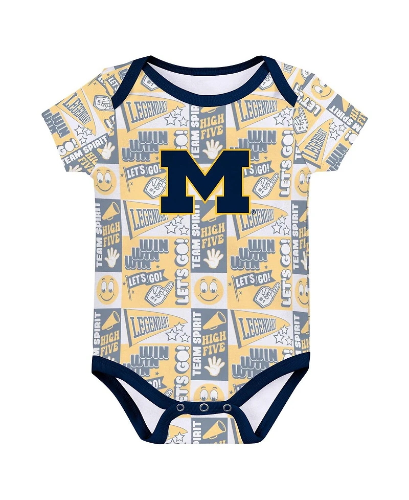 Outerstuff Baby Boys and Girls Michigan Wolverines Sunday Comics Bodysuit, Set of 3