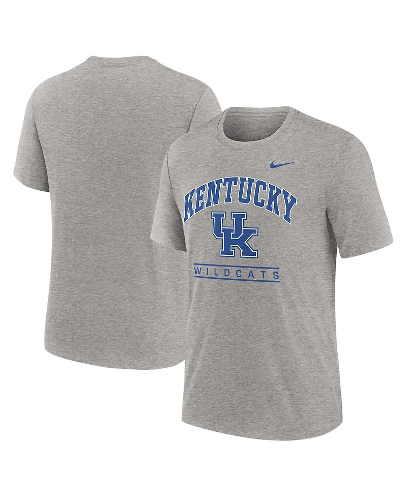 Nike Men's Heather Gray Kentucky Wildcats Arch Over Logo Tri-Blend T-Shirt