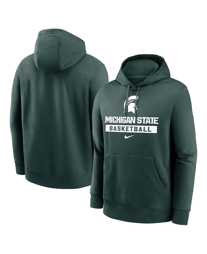 Nike Men's Green Michigan State Spartans Basketball Stack Club Fleece Pullover