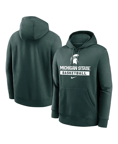 Nike Men's Green Michigan State Spartans Basketball Stack Club Fleece Pullover