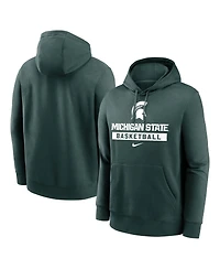 Nike Men's Green Michigan State Spartans Basketball Stack Club Fleece Pullover
