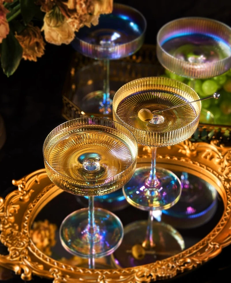 The Wine Savant Vintage Art Deco Coupe Glasses, Set of 4