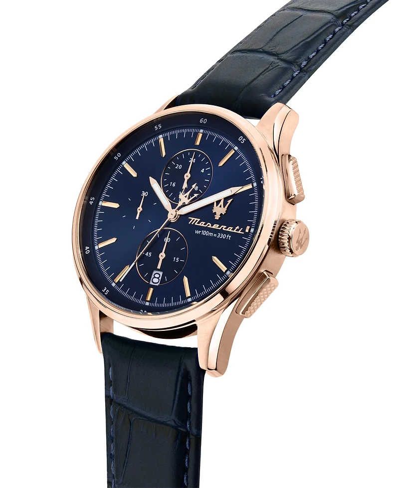 Maserati Men's Chronograph Blue Leather Watch, 42mm