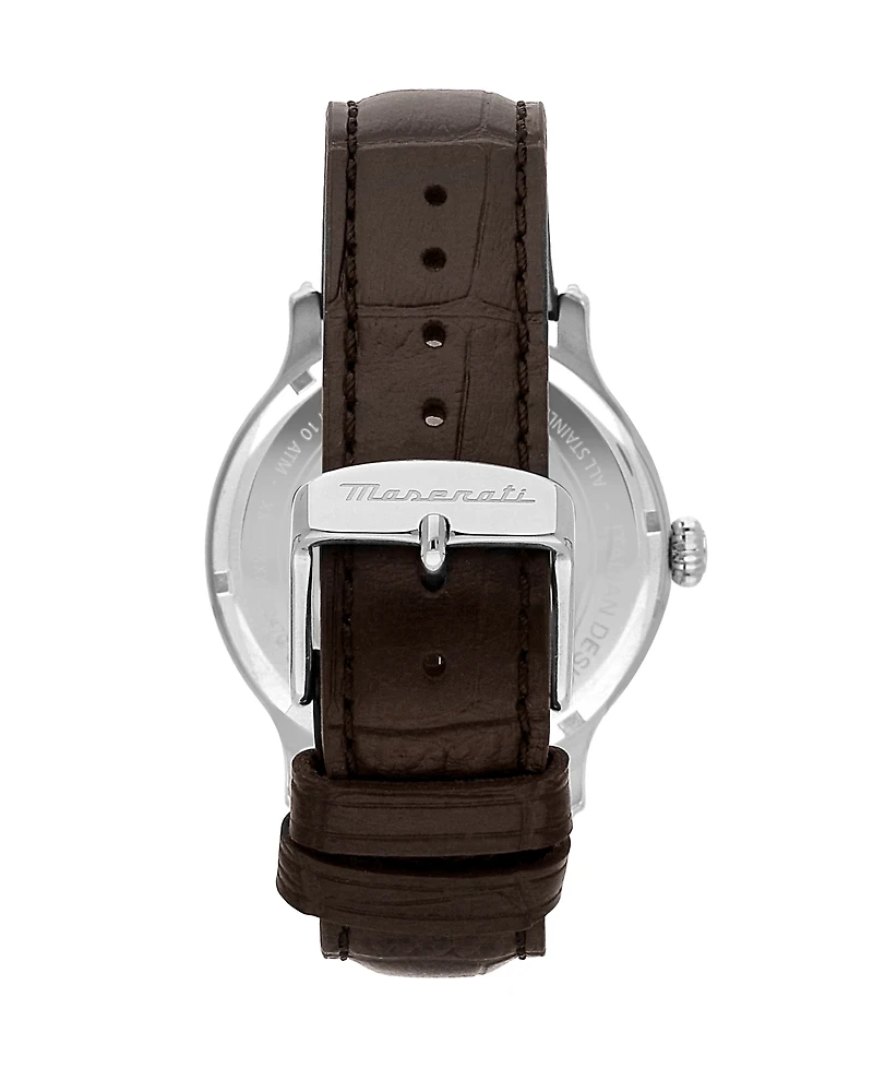 Maserati Men's Date Brown Leather Watch, 42mm