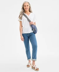 Style & Co Women's Cotton Gauze V-Neck Short-Sleeve Top, Exclusively at Macy's