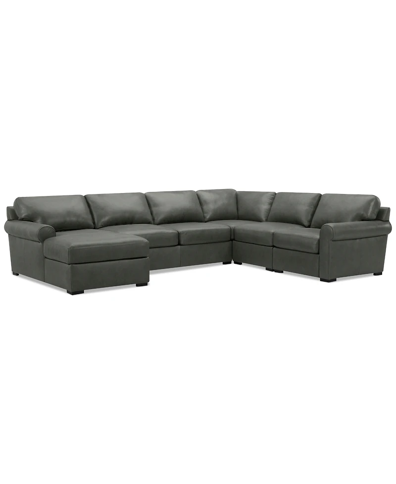 Radley Roll Arm 139" -Pc. Leather Square Corner Chaise Sectional