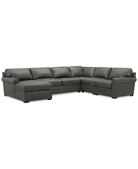 Radley Roll Arm 139" -Pc. Leather Square Corner Chaise Sectional