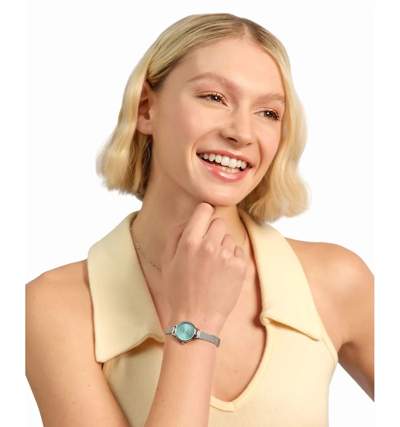 Olivia Burton Women's Mini Classic Silver Tone Stainless Steel Mesh Bracelet Watch, 23mm