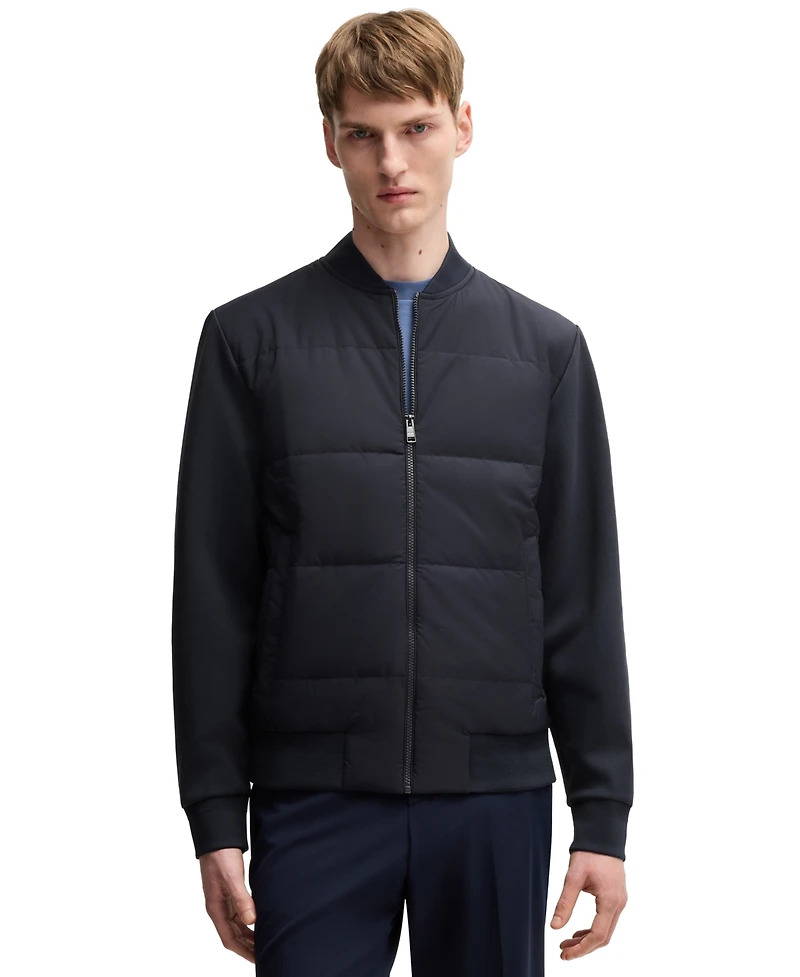 Boss by Hugo Men's Cotton-Blend Zip-Up Padded Jacket