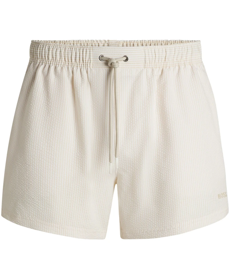 Boss by Hugo Men's Striped Seersucker Swim Shorts