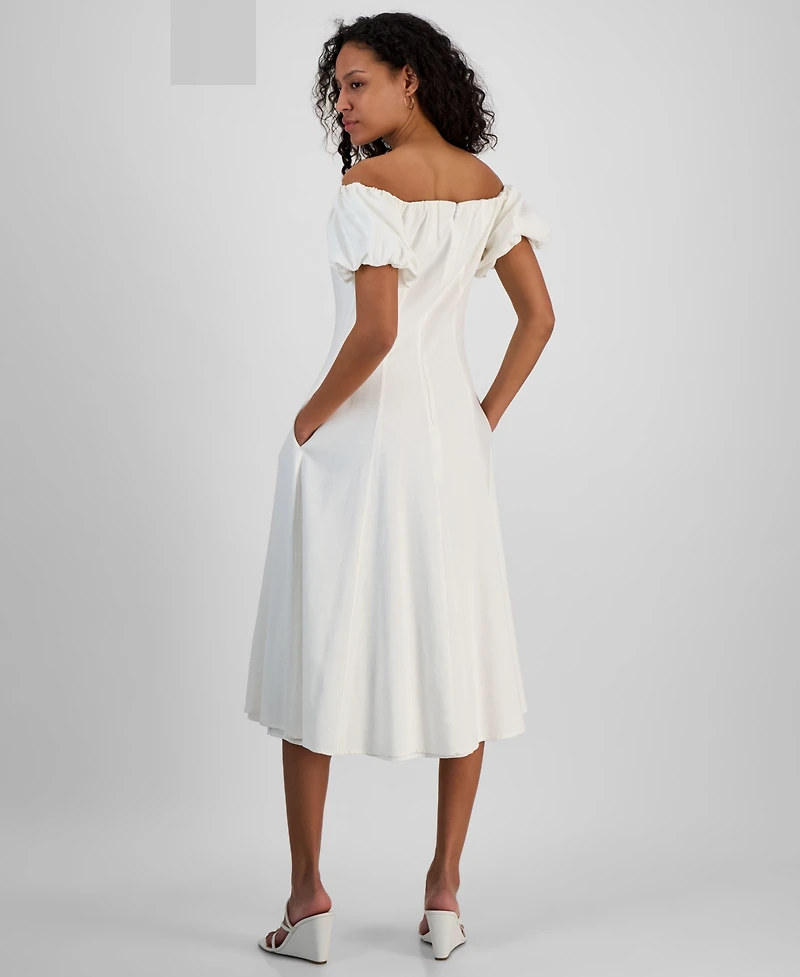 Sam Edelman Women's Off-The-Shoulder Puff-Sleeve A-Line Dress