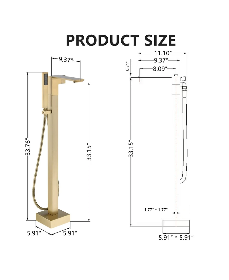 Modern Freestanding Bathtub Faucet with Hand Shower - Anti-Scald, Durable, and Easy to Install