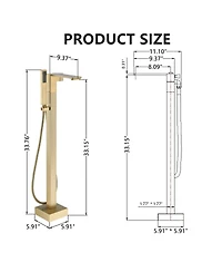 Modern Freestanding Bathtub Faucet with Hand Shower - Anti-Scald, Durable, and Easy to Install