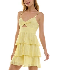 Trixxi Juniors' Keyhole-Front Tiered Sleeveless Mini Dress