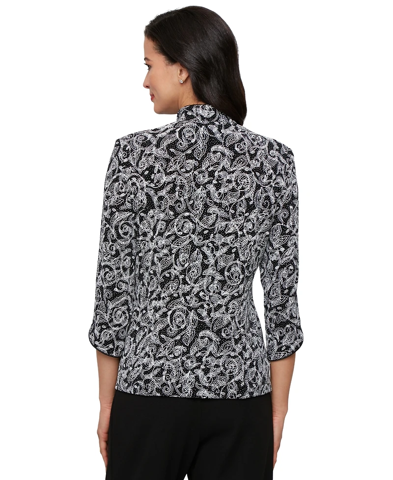 Alex Evenings Petite Mandarin-Collar Jacket & Top Set