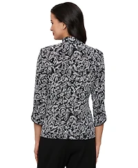 Alex Evenings Petite Mandarin-Collar Jacket & Top Set