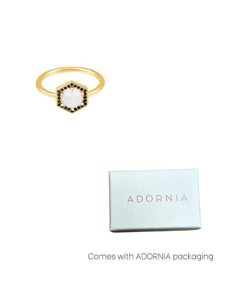 Adornia Fine Moonstone Hexagon Ring 14k gold vermeil