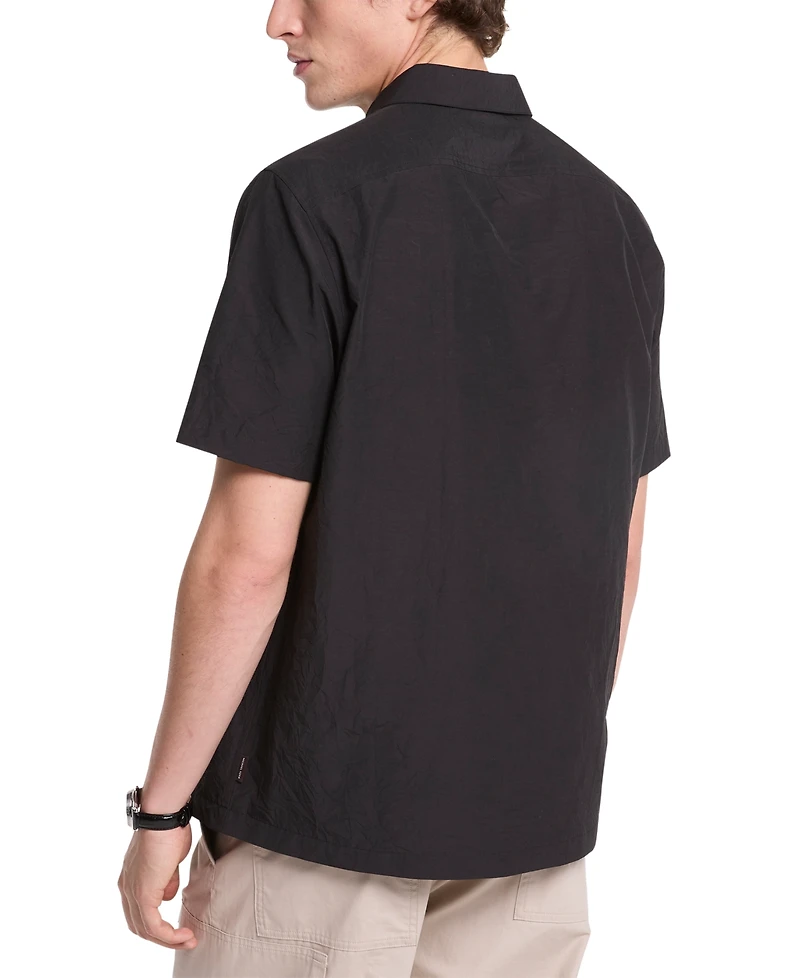 Michael Kors Men's Relaxed Fit Short Sleeve Crinkle Popover Shirt