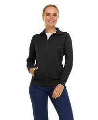 Medichic Women's Scrub Jackets for Woman, Zip Front Nurse Jacket, 4-Way Stretch Fabric Warm Up Coat Pewter X Large