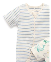 Purebaby Baby Boys Short Sleeve 2 Pack Zip Coverall