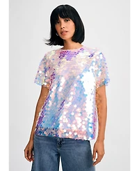 Isaac Mizrahi Women's Paillette Sequin Tee