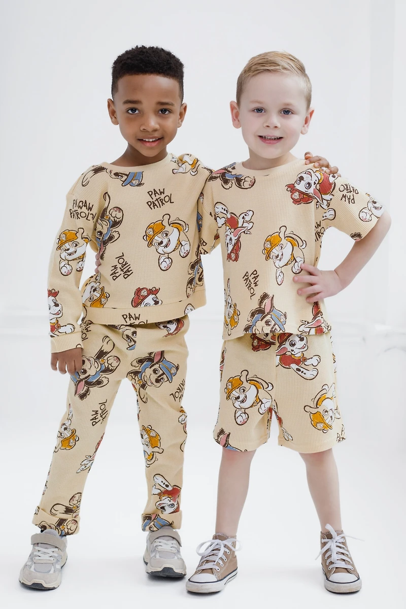 Paw Patrol Toddler Boys Waffle Knit Pullover Sweatshirt and Jogger Pants Outfit Set