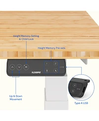 Flexispot E7-commercial 55 W Electric Adjustable Standing Desk, Bamboo Top, White Base