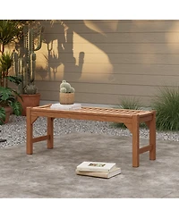 LuxenHome Natural Solid Wood 47.2-Inch Long Rectangle Sloping Seat Outdoor Bench