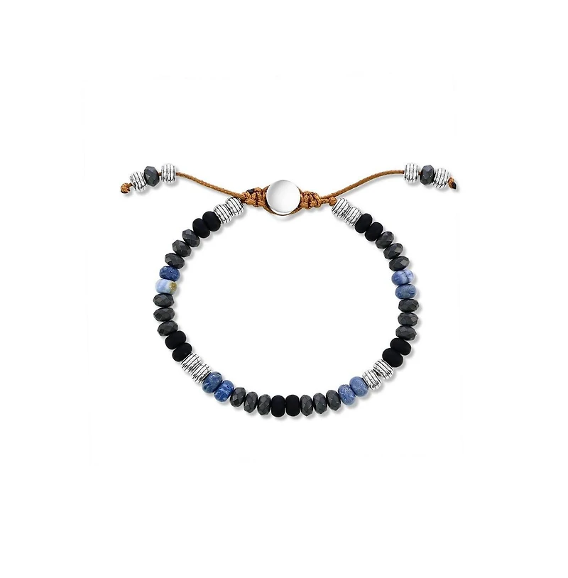 Stainless Steel, 6mm Genuine Bead Adjustable Bracelet