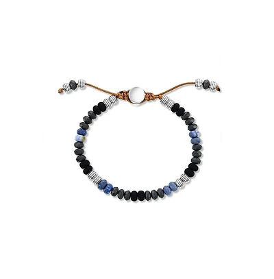 Stainless Steel, 6mm Genuine Bead Adjustable Bracelet