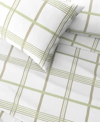 Linery & Co. 100% Turkish Cotton Flannel Printed Sheet Set - Windowpane