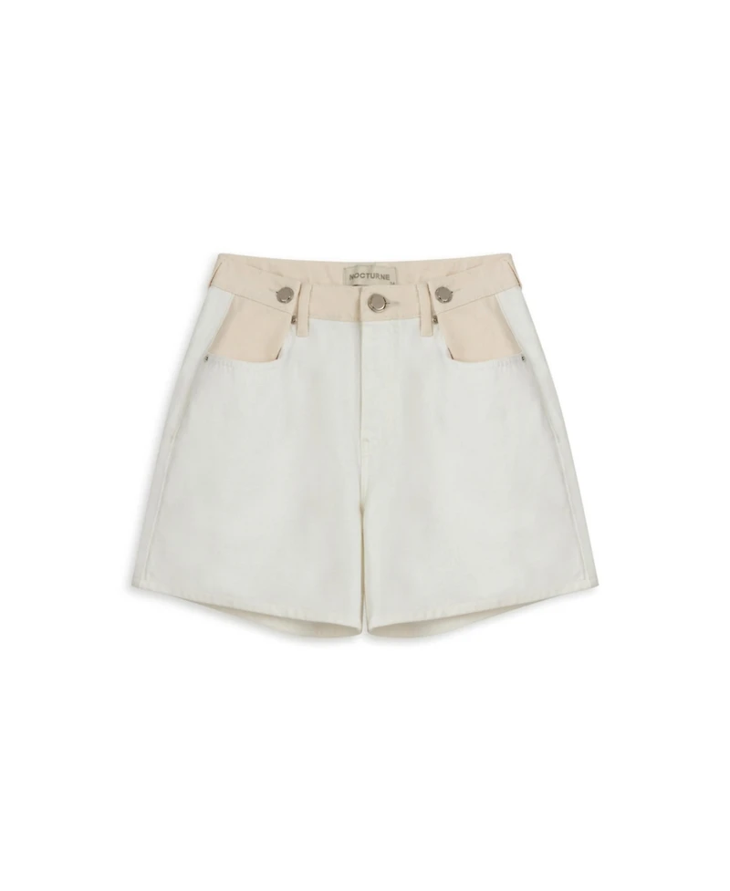 Nocturne Women's Mini Denim Shorts with Metal Button Accessories