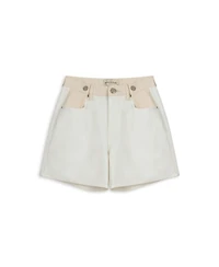 Nocturne Women's Mini Denim Shorts with Metal Button Accessories