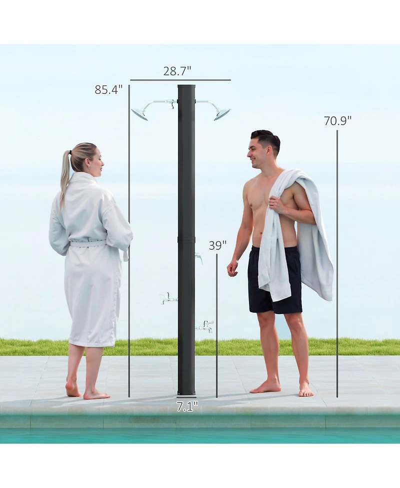 Outsunny 9.2 Gallon Slolar Heated Outdoor Shower with 2 Shower Heads