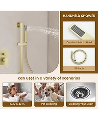 Casainc Led Light Pressure-balanced Valve Included All-In-One Kit With Rough In-Valve Thermostatic Shower System Body Jets