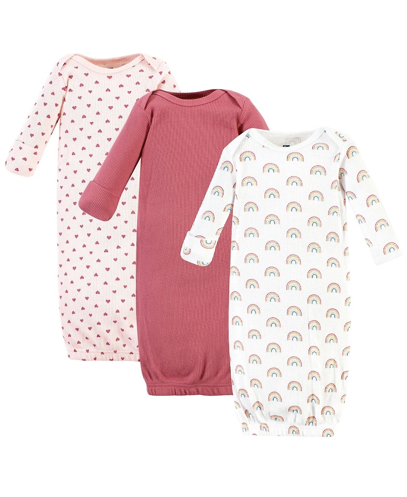 Hudson Baby Girls Thermal Gown 3pk