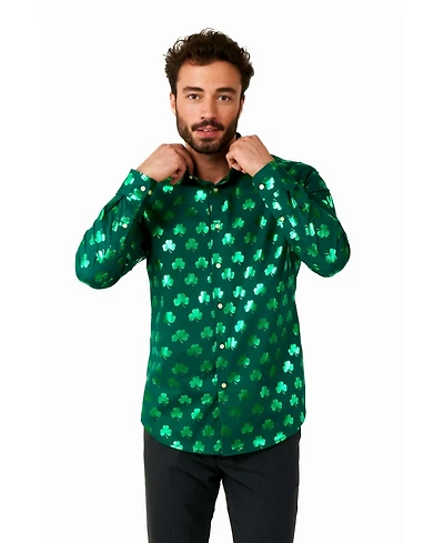 OppoSuits Big & Tall St. Paddy's Day Shirt - Patrick's Party Wear Slim Fit Pats Green Long sleeve