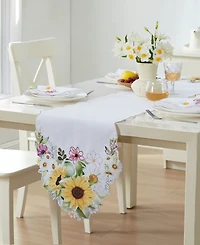 Elrene Sunflower and Daisies Cutwork Table Runner, 13" x 70"