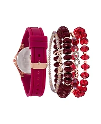 Jessica Carlyle Women's Matte Burgundy Silicone Strap Analog Watch, 35mm