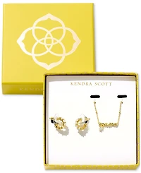 Kendra Scott Crystal Mama Pendant Necklace & Hoop Earrings Set