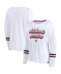 Fanatics Women's White Oklahoma Sooners Retro Power Striped Long Sleeve T-Shirt