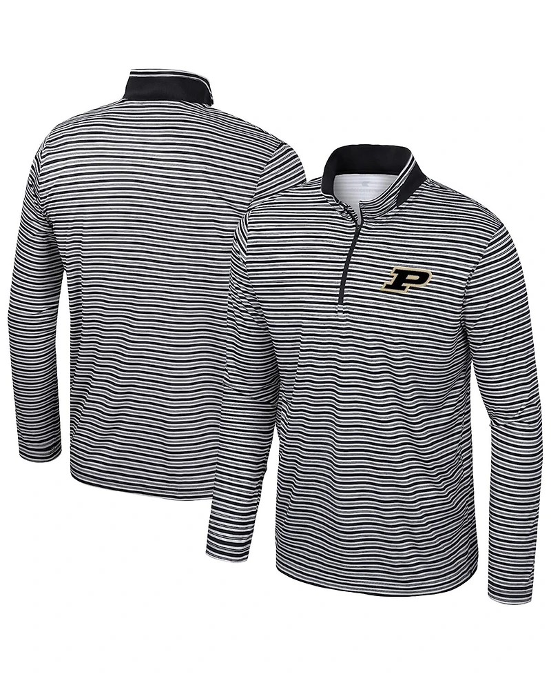 Colosseum Men's Black Purdue Boilermakers Striped Quarter-Zip Sweatshirt