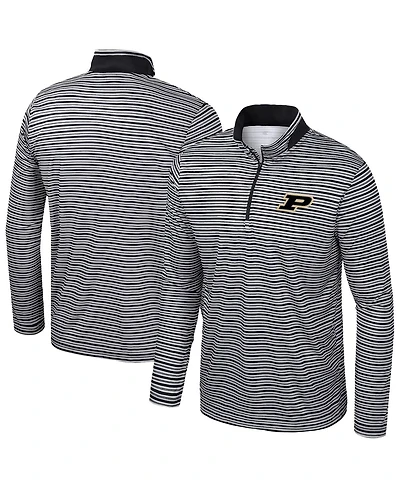 Colosseum Men's Black Purdue Boilermakers Striped Quarter-Zip Sweatshirt