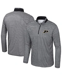 Colosseum Men's Black Purdue Boilermakers Striped Quarter-Zip Sweatshirt