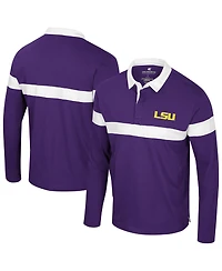 Colosseum Men's Purple Lsu Tigers Too Cool For School Long Sleeve Polo Shirt