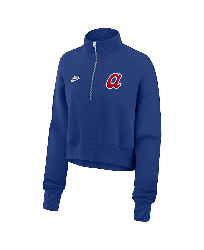 Nike Women's Royal Atlanta Braves Cooperstown Collection Phoenix Fleece Half-Zip Sweatshirt