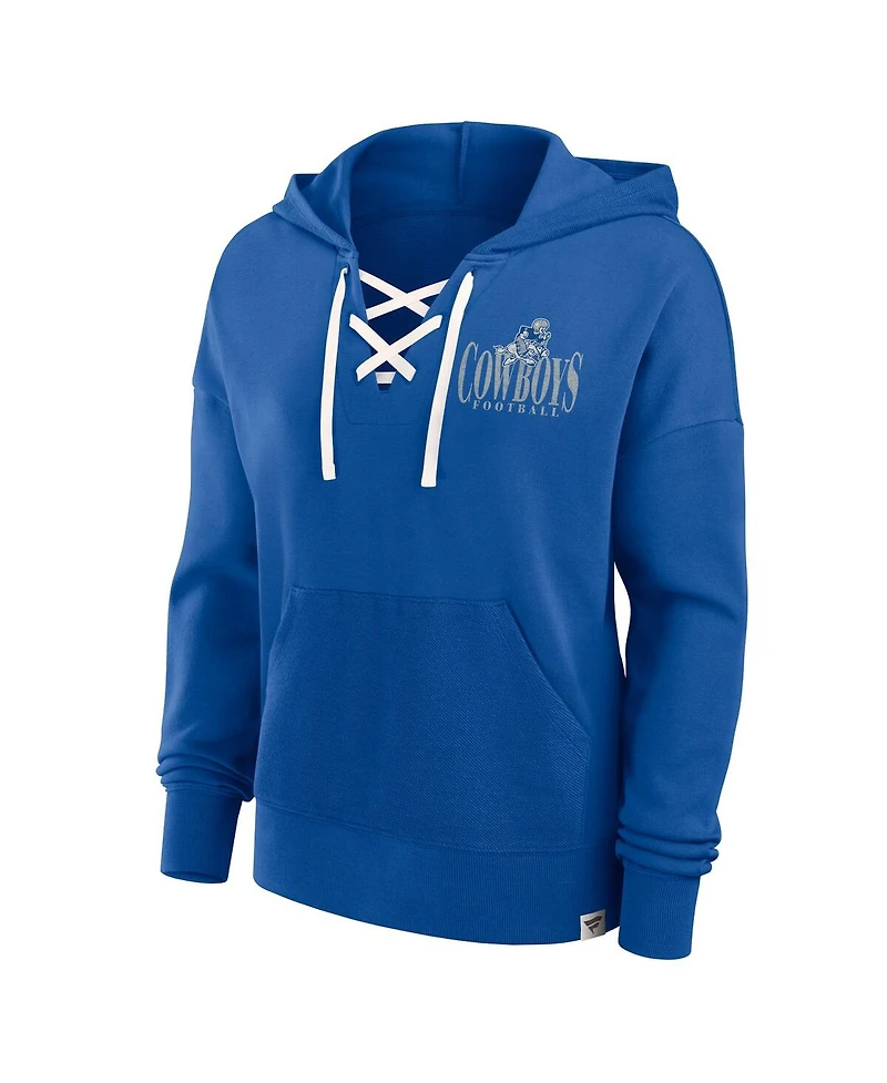 Fanatics Women's Royal Dallas Cowboys Blitz Left Lace-Up Pullover Hoodie
