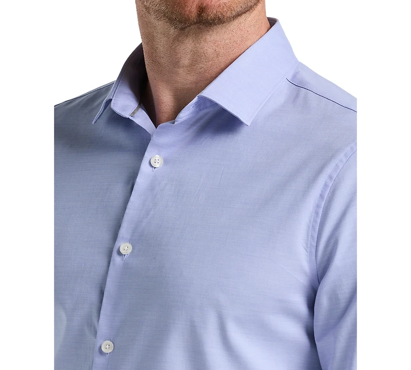 Perry Ellis Men's Slim Fit Long Sleeve Button-Front Dobby Cotton Shirt