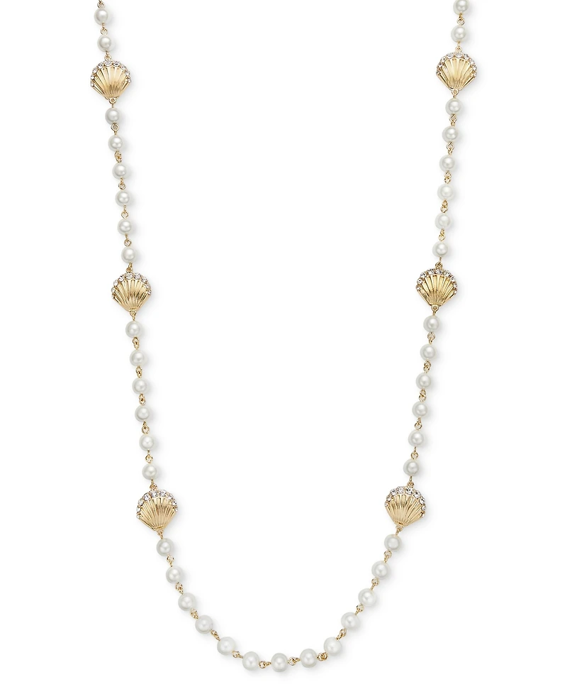 Charter Club Gold-Tone Pave Shell & Imitation Pearl Collar Necklace, 16" + 2" extender, Exclusively at Macy's